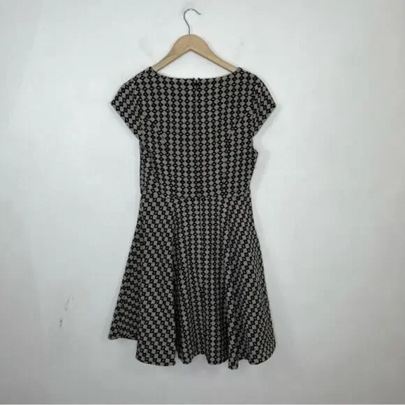 Anthropologie Maeve Jacquard Circle Skirt Black Cream Dress Size 4 - Picture 6 of 16